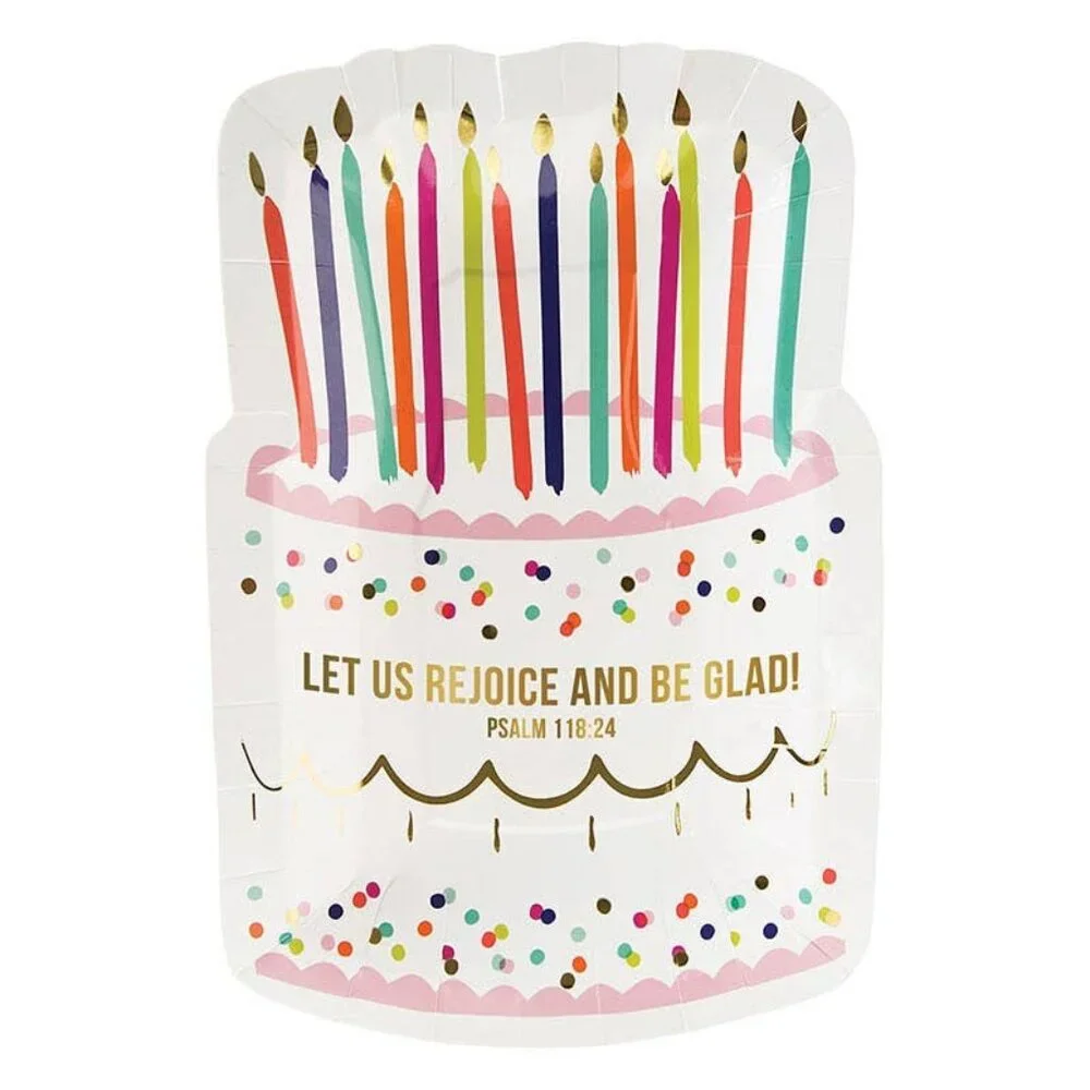 Birthday Cake Plates & Napkins set 16 plates, 20 napkins, Religious Faithworks